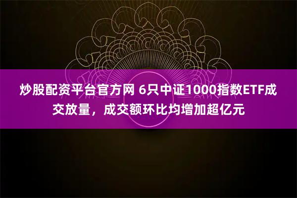 炒股配资平台官方网 6只中证1000指数ETF成交放量，成交额环比均增加超亿元